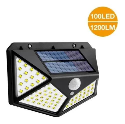 Lámpara Solar 100 Luces Led Exteriores Sensor Movimiento BK-100